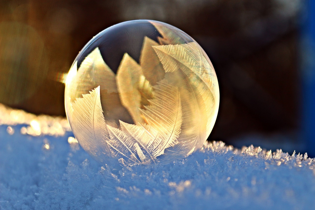 soap bubble, bubble, snow